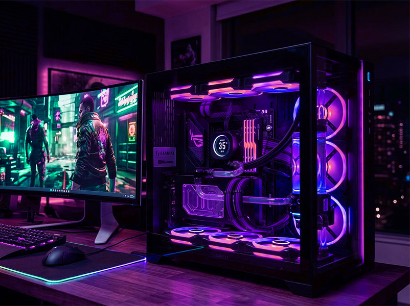 High-end gaming PC with custom water cooling